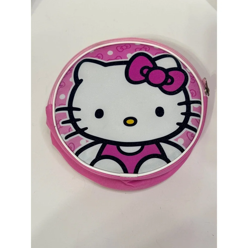 Sanrio Hello Kitty Pink Round Insulated Lunch Bag Glitter Graphic Thermal Tote